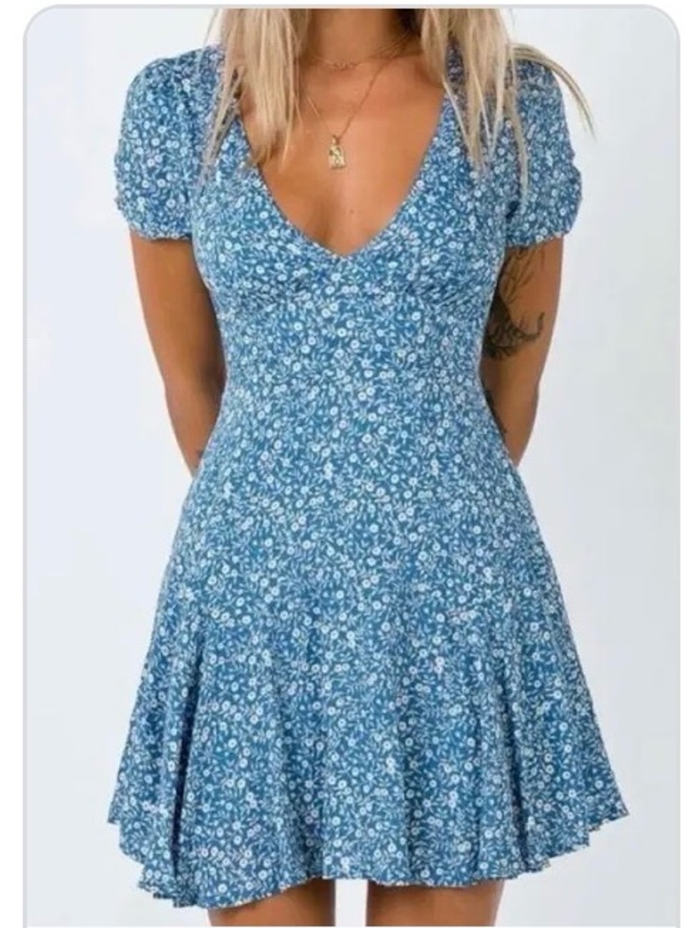 Princess Polly Blue Floral Mini Dress in US2